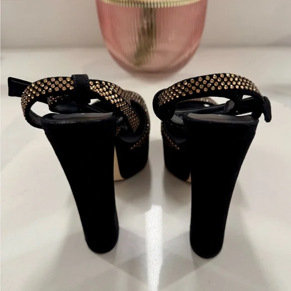 Giuseppe Zanotti Black Heels with Gold Studs